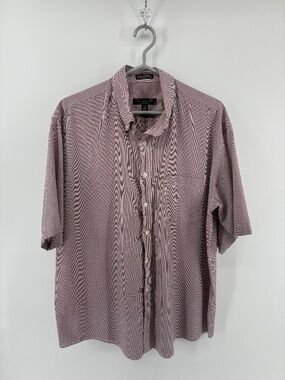 Joseph & Feiss Wrinkle Resistant Short Sleeve Burgundy Checkered Men’s Dress Shi